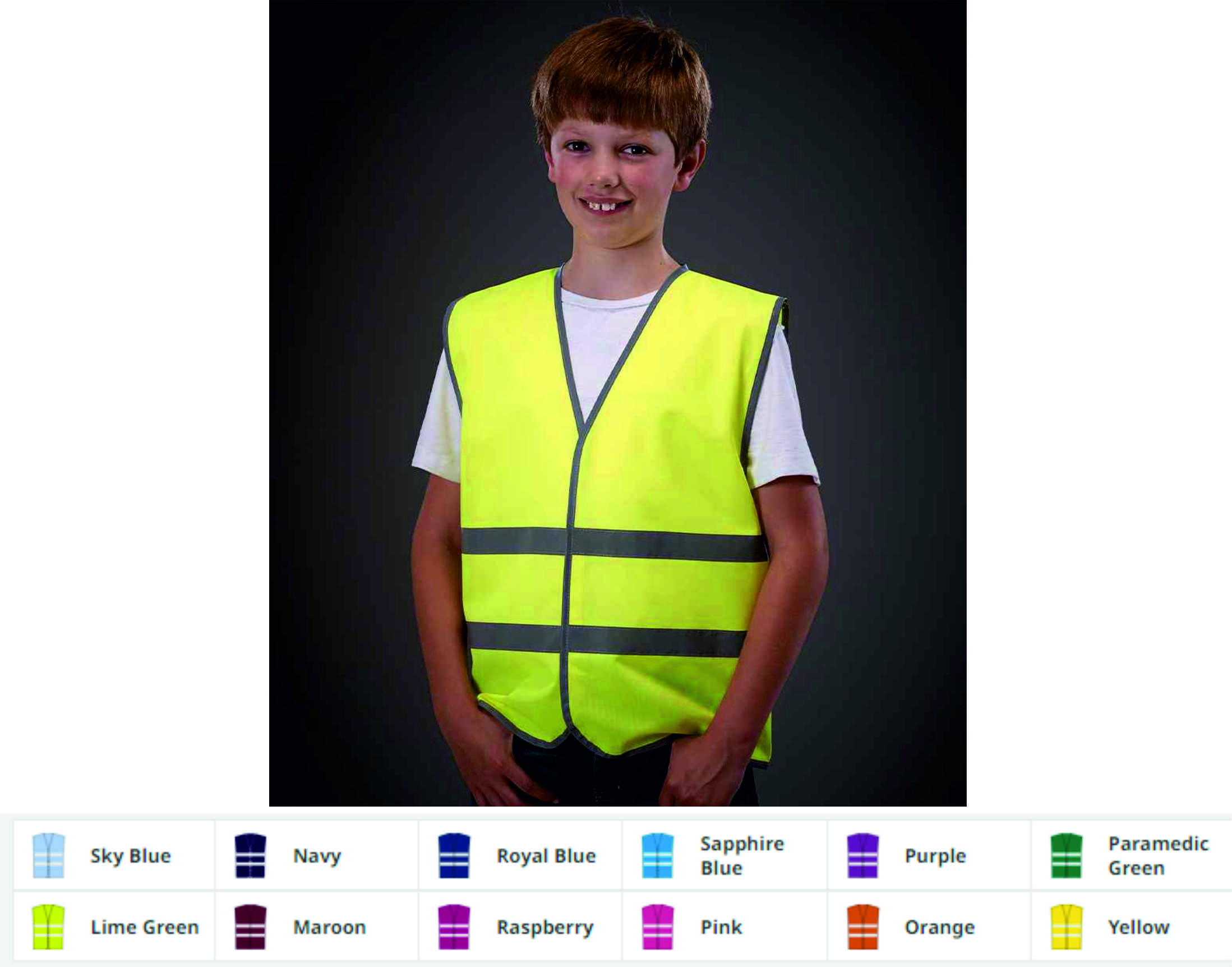 Yoko YK106B Kids Hi Vis Two Band Waistcoat  Yoko YK106B Kids Hi Vis Two Band Waistcoat